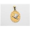 Image 1 : 14K Two Tone Yellow and White Gold Dove Pendant