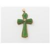 Image 1 : 18K Yellow Gold Jade Cross Pendant
