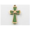 Image 3 : 18K Yellow Gold Jade Cross Pendant