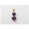 Image 1 : 10K Yellow Gold Amethyst Double Heart Pendant