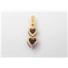 Image 2 : 10K Yellow Gold Amethyst Double Heart Pendant