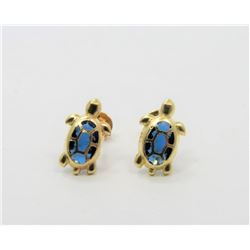 14K Yellow Gold Turtle Earrings