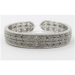 Sterling Silver Hinged Diamond Bangle Bracelet
