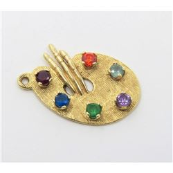 14K Yellow Gold Painters Palette Pendant