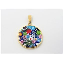 14K Yellow Gold Millefiori Pendant