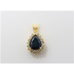 14k Sapphire and Diamond Pendant