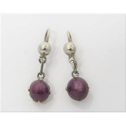 Sterling Silver and Star Ruby Estate Earrings