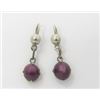 Image 1 : Sterling Silver and Star Ruby Estate Earrings