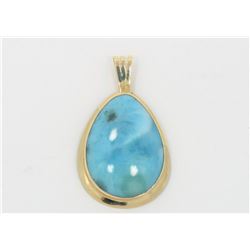 14k Yellow Gold and Larimar Pendant