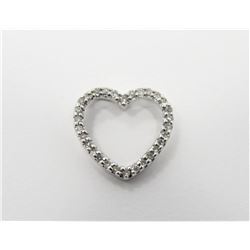 14k White Gold and Diamond Heart Pendant