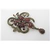 Image 1 : Sterling Silver Estate Garnet and Marcasite Brooch