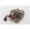 Image 2 : Sterling Silver Estate Garnet and Marcasite Brooch