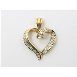 10K Yellow Gold Diamond Heart Pendant