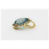 Image 2 : 10K Yellow Gold Blue Topaz and Diamond Pendant
