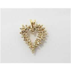 14K Yellow Gold Diamond Heart Pendant