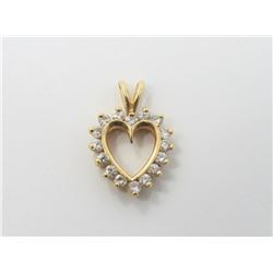 14K Yellow Gold Diamond Heart Pendant