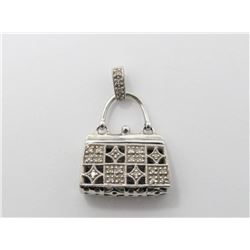 14k White Gold and Diamond Purse Pendant