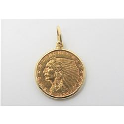 Gold Indian Head Half Dollar Coin Pendant