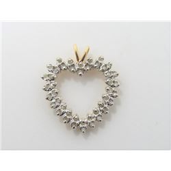 10K Two Tone Diamond Heart Pendant