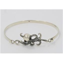 Sterling Silver Octopus Bangle Bracelet