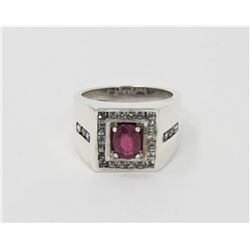 Sterling Silver Men's Red Stone Ring