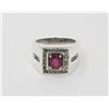 Image 1 : Sterling Silver Men's Red Stone Ring