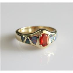 14K Yellow Gold Mexican Fire Opal Ring
