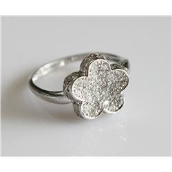 14K White Gold Flower Ring