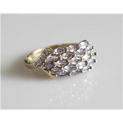 10K Yellow Gold Tanzanite and Diamond Ring