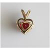 Image 2 : 14K Yellow Gold Ruby and Diamond Heart Pendant