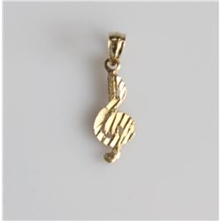 10K Yellow Gold Treble Clef Music Note Pendant