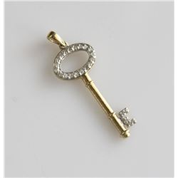 10K Yellow Gold and Diamond Key Pendant