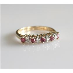 14K Yellow Gold Ruby and Diamond Ring