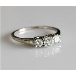 14K White Gold Three Diamond Ring