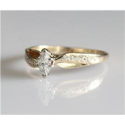 14K Yellow Gold Marquis Diamond Ring