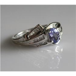 10K White Gold Tanzanite Diamond Ring