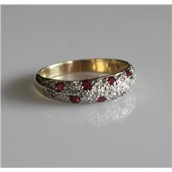14K Yellow Gold Diamond and Ruby Ring