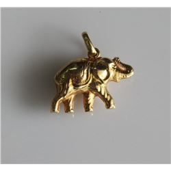 14K Yellow Gold Elephant Pendant