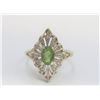 Image 1 : 14K White Gold Peridot and Diamond Ring