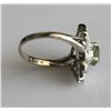 Image 2 : 14K White Gold Peridot and Diamond Ring