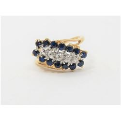 10K Yellow Gold Sapphire and Diamond Ring