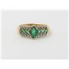 Image 1 : 10K Yellow Gold Emerald and Diamond Ring