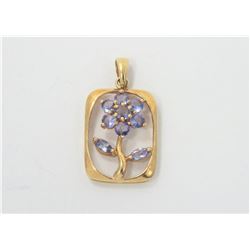 14K Yellow Gold Tanzanite Flower Pendant