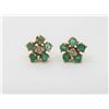 Image 1 : 14K Yellow Gold Emerald and Diamond Earrings