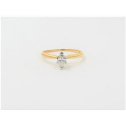 14K Yellow Gold Solitaire Marquis Diamond Ring