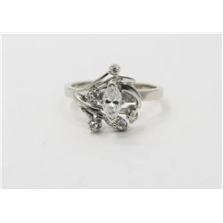 14K White Gold Art Nouveau Style Diamond Ring