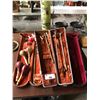 Image 1 : LOT OF TROMBONE CASES TROMBONE PARTS AND 3 SETS OF MUSICAL SHAKERS