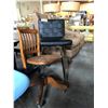 Image 2 : BLACK LEATHER BARSTOOL AND OAK OFFICE CHAIR