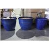 Image 2 : LOT OF 3 LARGE BLUE PLANTERS