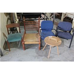 LOT OF 4 CHAIRS AND TABLE